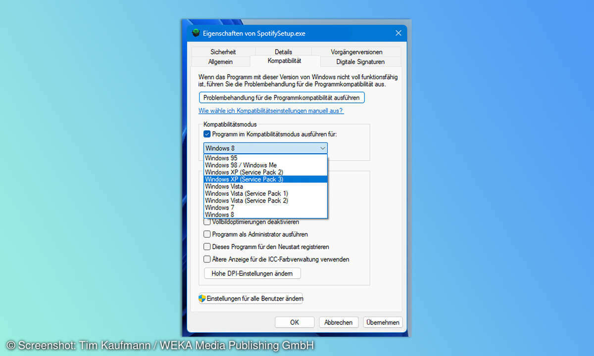 Unter Windows kommt es bei Spotify immer wieder zu Problemen mit der Kompatibilität.