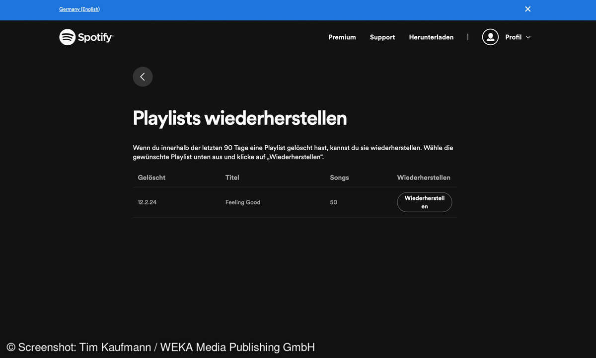 Aus Versehen gelöschte Spotify-Wiedergabelisten lassen sich retten.