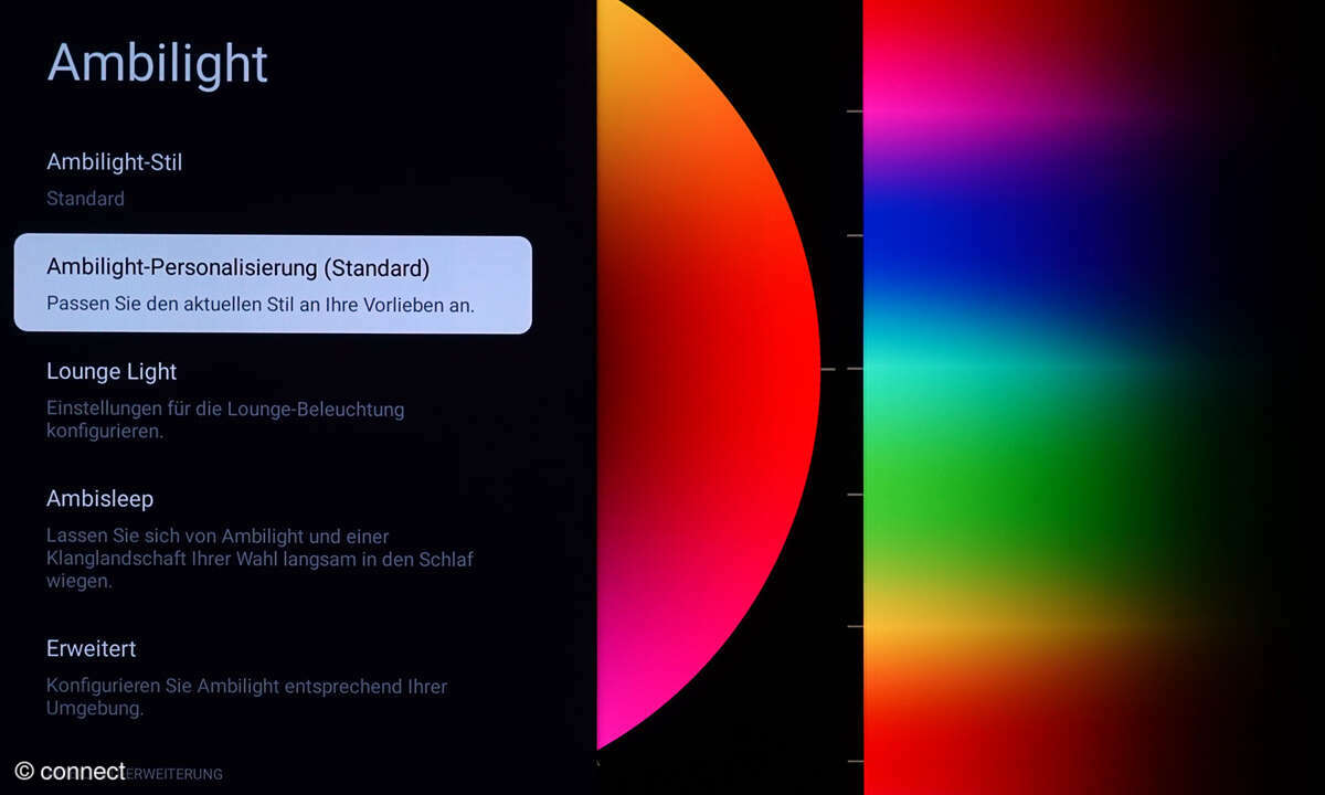 Philips 65OLED959 im Test: Screenshot Ambilight Plus Anpassung