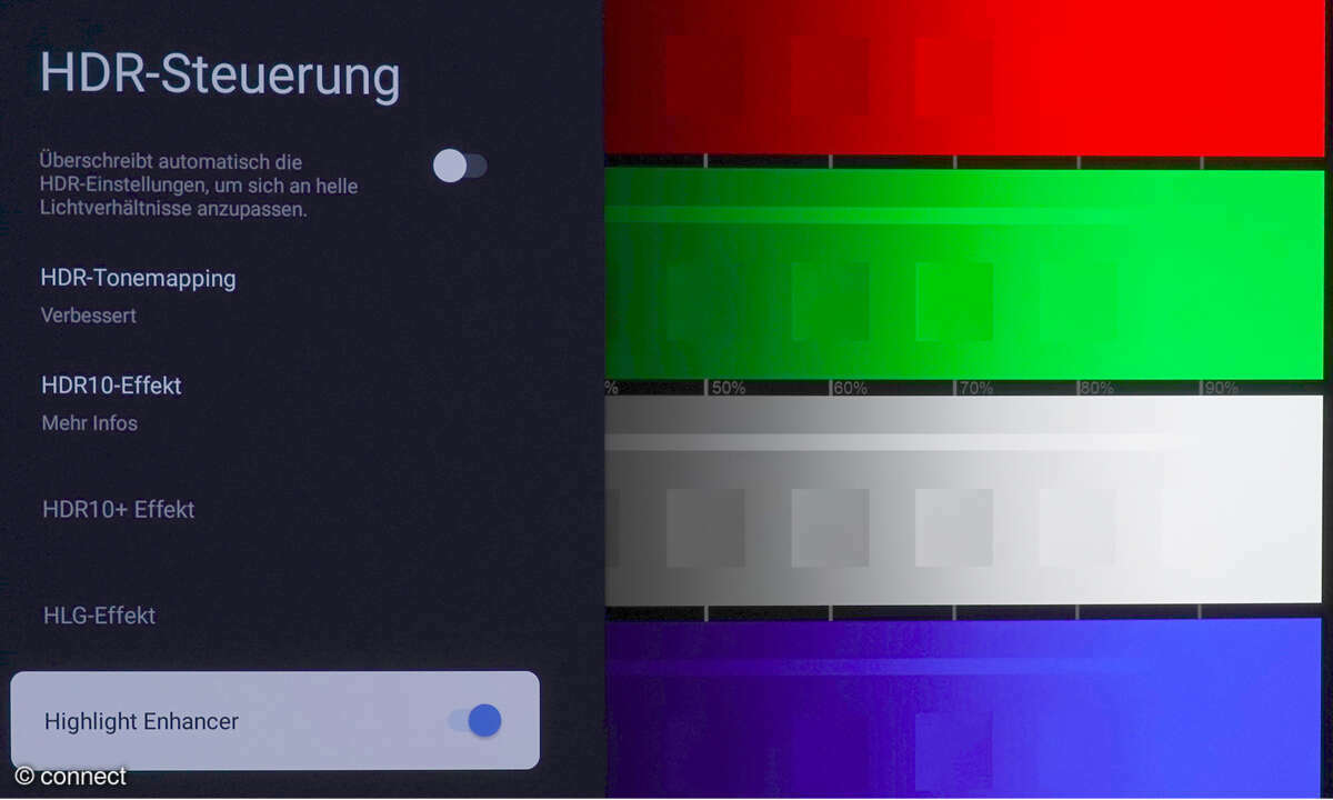 Philips 65OLED959 im Test: Screenshot HDR-Anpassung