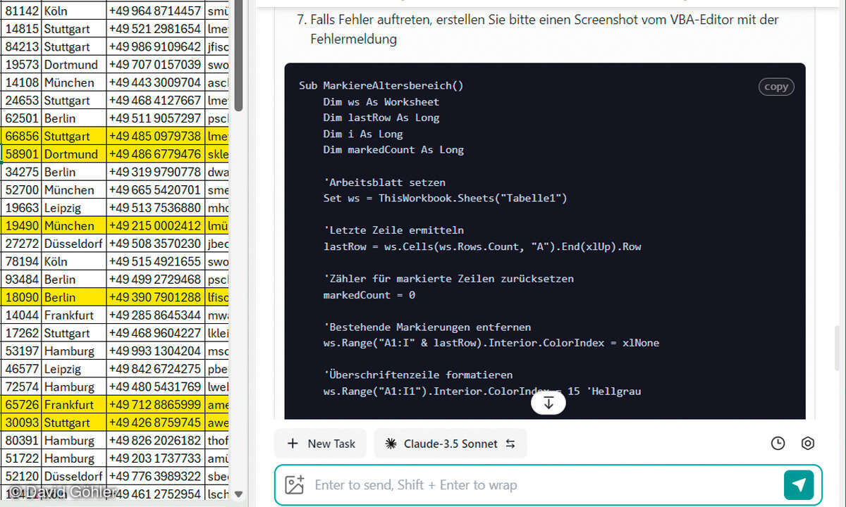 Screenshot ExcelMaster.ai: Skripte