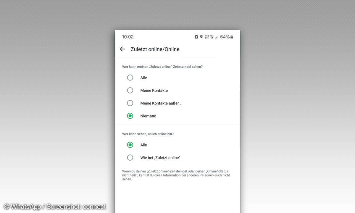 WhatsApp Online-EInstellungen