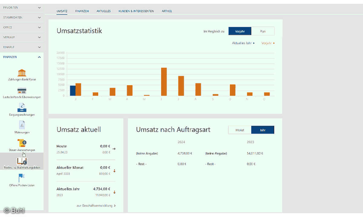 Kaufmännische Software: Screenshot WISO Mein Büro Desktop Basis