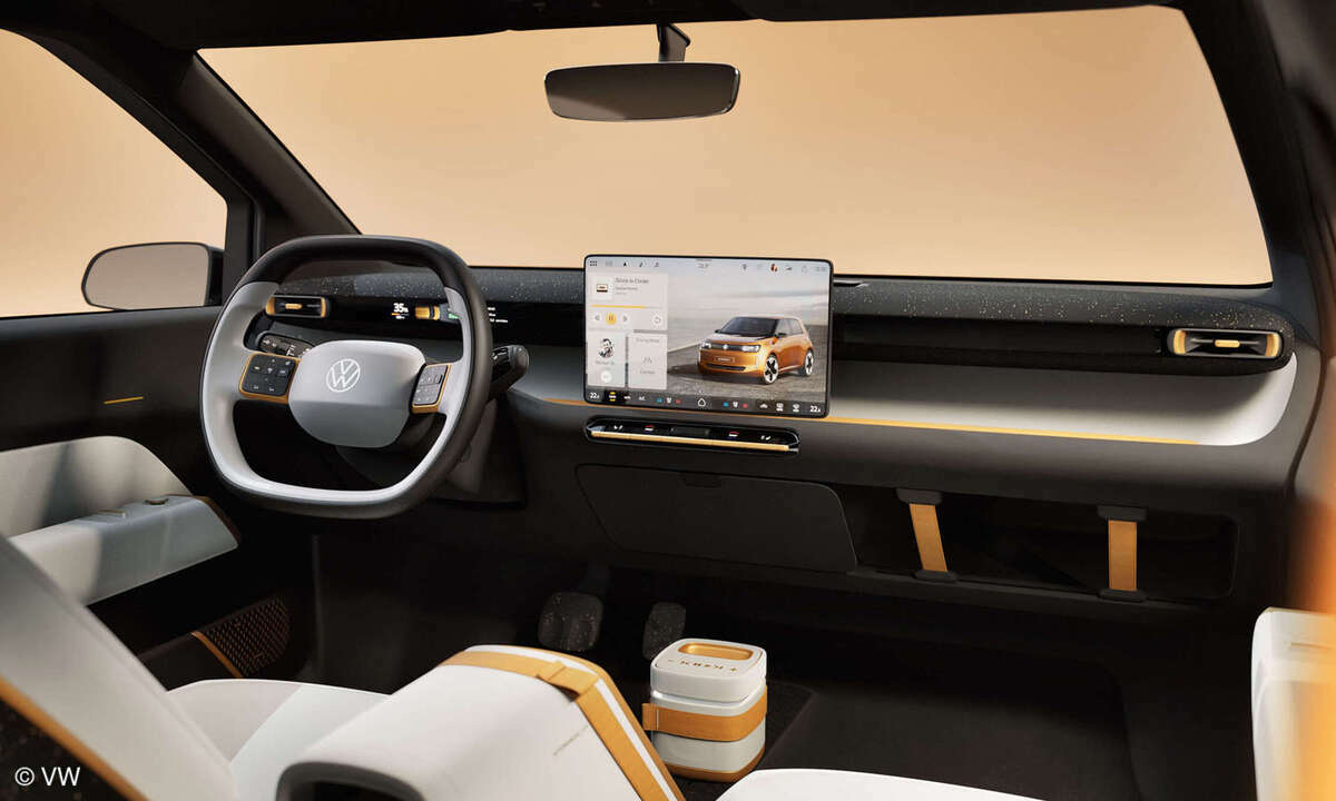 Das Cockpit des ID. EVERY1 wirkt sehr aufgeräumt. Ob das so auch in der Serienversion wird?