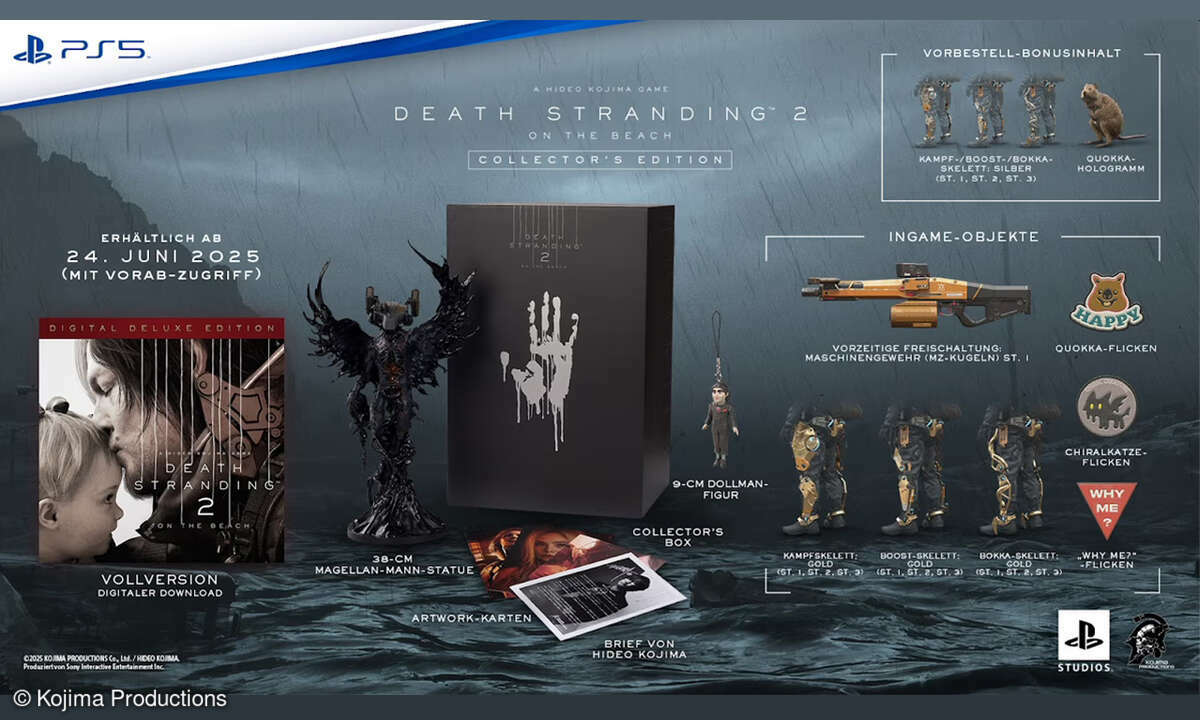 Käufer der Collector's Edition von Death Stranding 2 erhalten einiges an physischem Zubehör: Das Spiel selbst gibt's aber nur als PSN-Code.