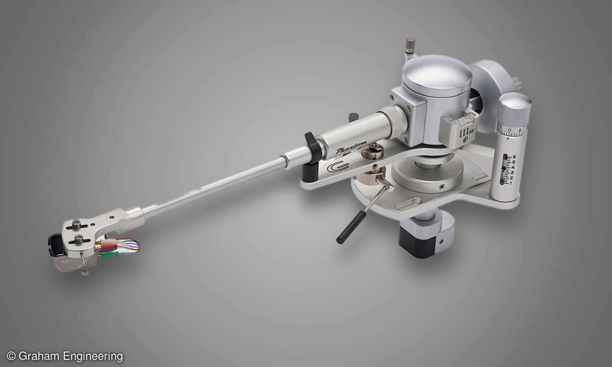 Der Graham Phantom III SE mit patentierter Magnetstabilisierung, sie soll für eine präzise Führung der Tonarmbewegung sorgen.  