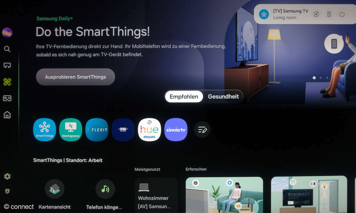Samsung GQ75QN900F im Test: Screenshot Smart Things