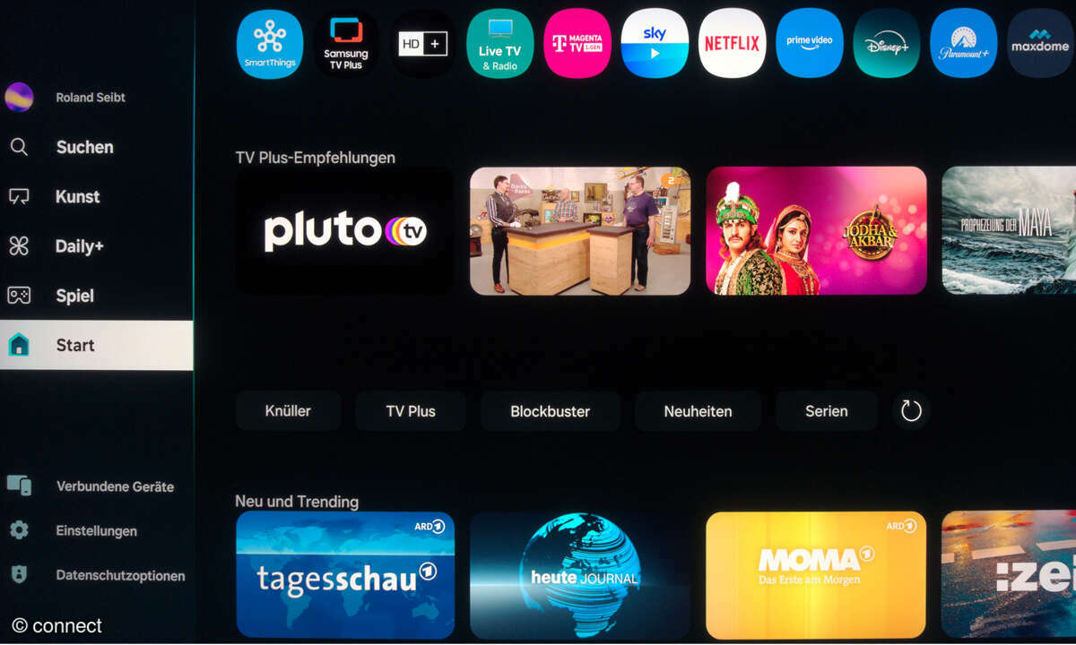 Samsung GQ75QN900F im Test: Screenshot Hauptmenü