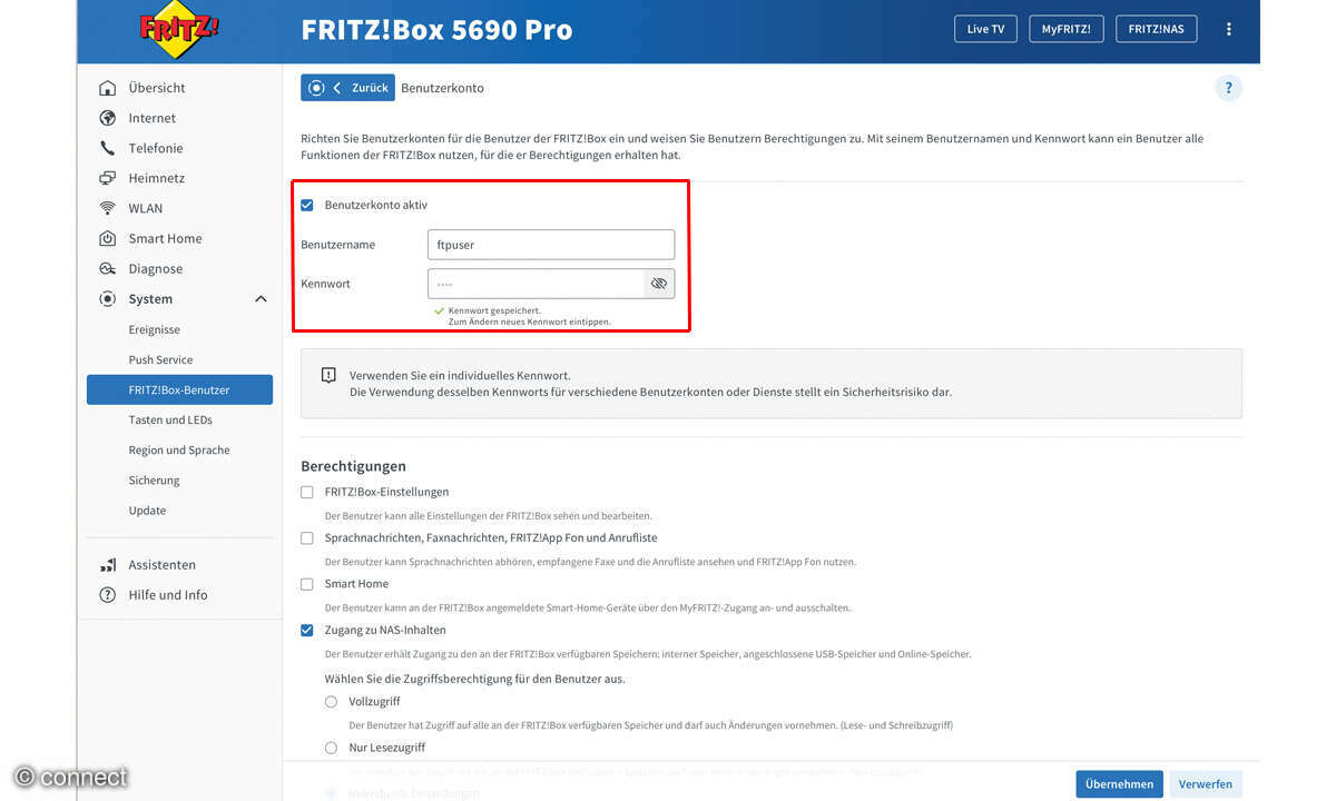 Fritz!Box Tipps: Screenshot FTP