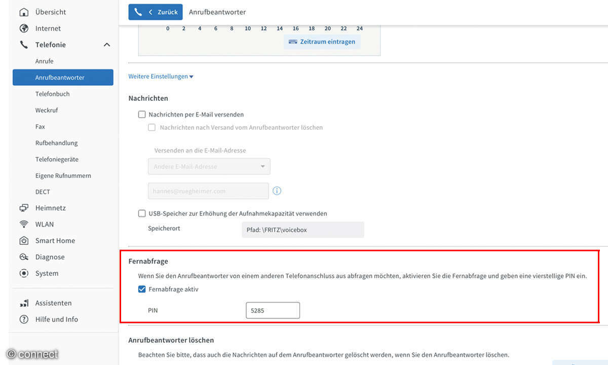 Fritz!Box Tipps: Screenshot Fernabfrage