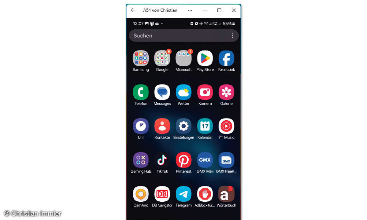 Windows Smartphone Link: Screenshot Smartphone-Bildschirm