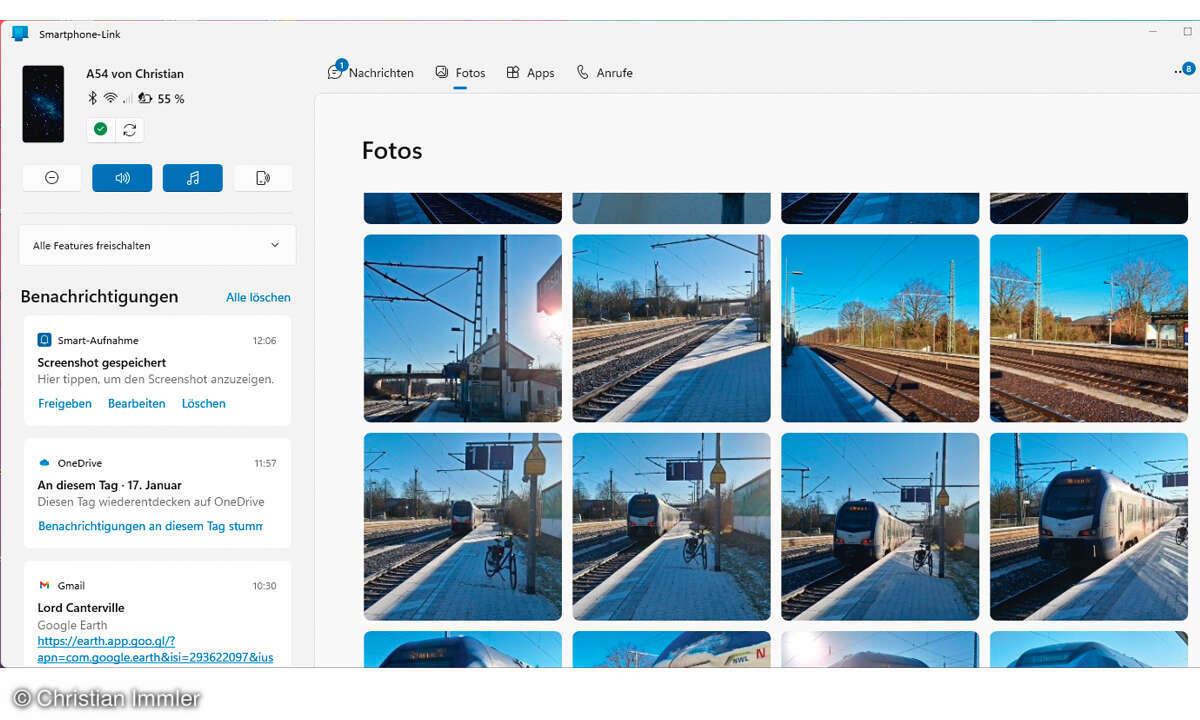 Windows Smartphone Link: Screenshot Fotos...