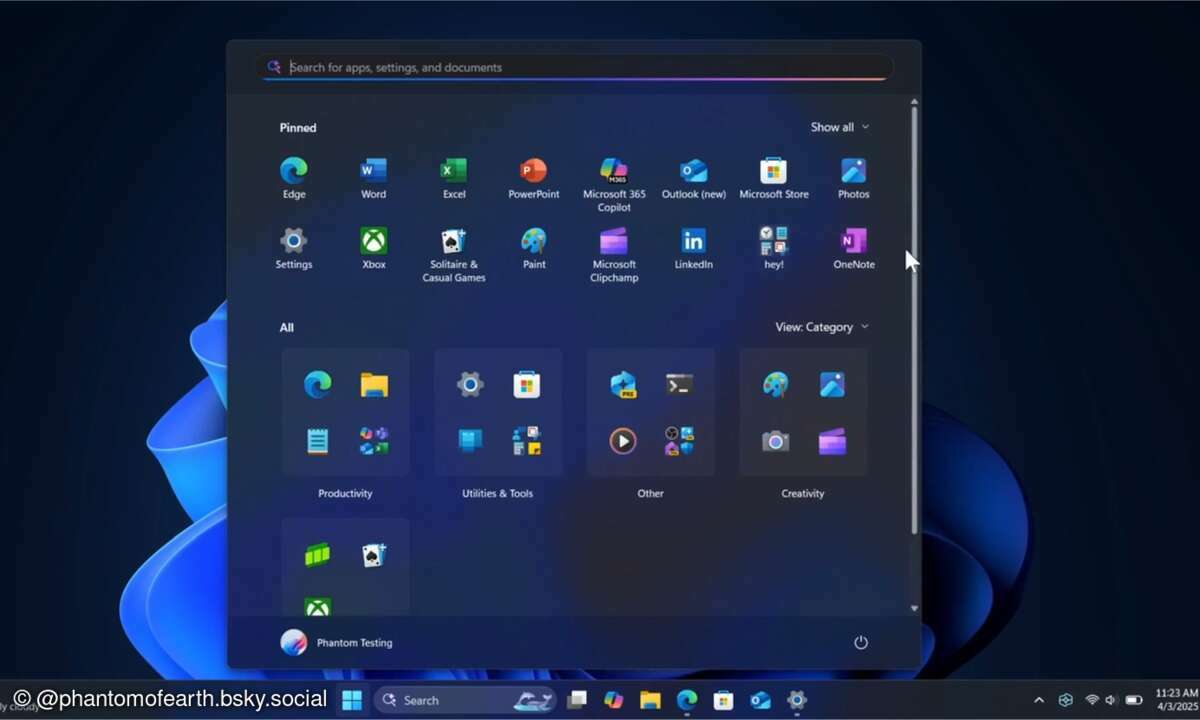 Ein Blick auf das kommende Startmenü in Windows 11.