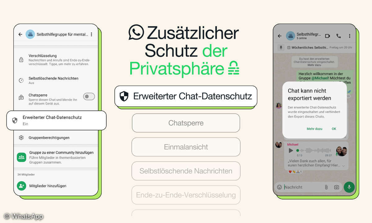 Whatsapp: Erweiterter Chat-Datenschutz