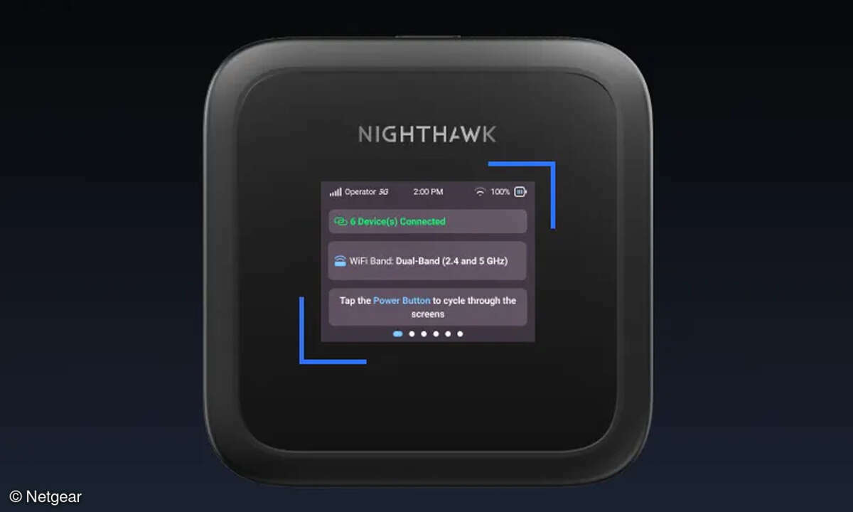 Auf dem Display des Nighthawk M3 lässt sich zum Beispiel ablesen, wie viele Geräte mit dem mobilen Router verbunden sind.