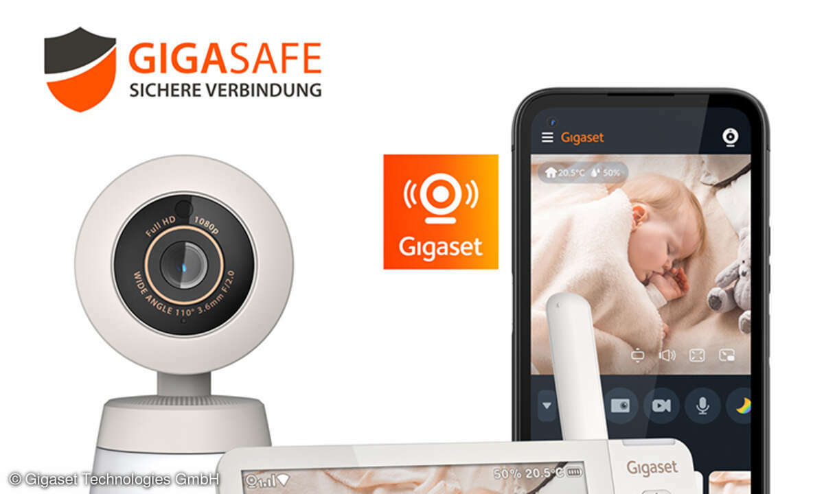 Das Flaggschiffmodell BABY 700 Connected, das im Juli erscheinen soll, bietet laut Gigaset Full-HD-Qualität mit einem 5,5-Zoll-Touchscreen. Die Datenübertragung erfolgt über FHSS und WLAN. 