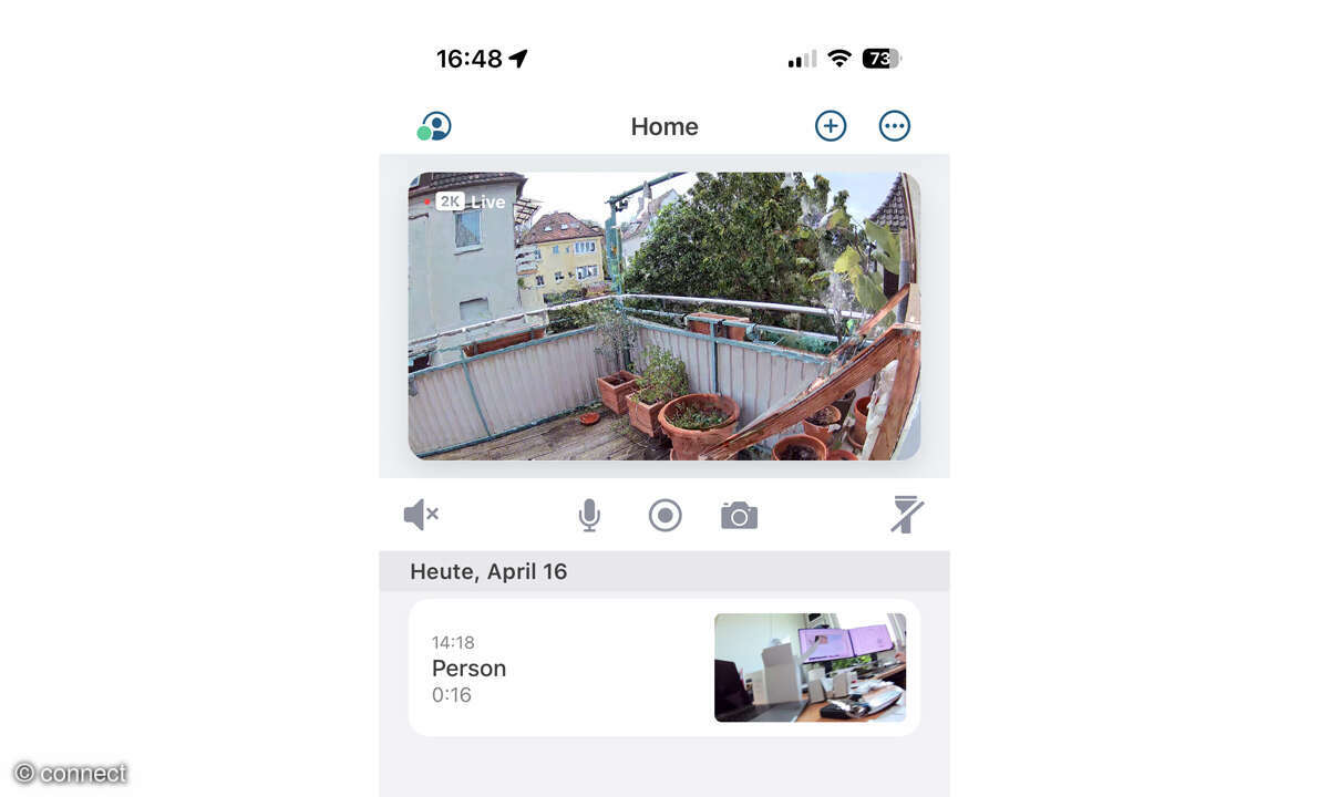 Arlo Essential 2K XL im Test: App Screenshot