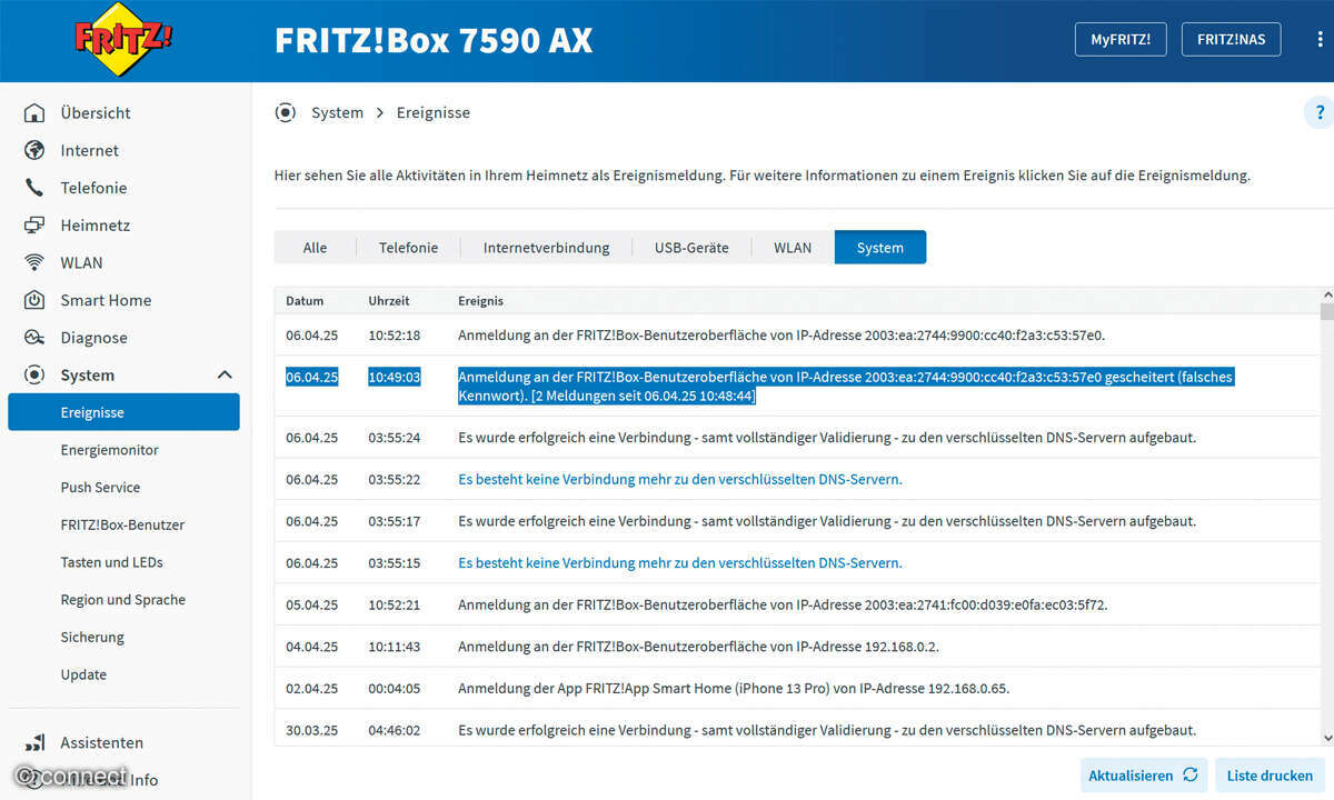 Warnzeichen gehackter Router: Screenshot