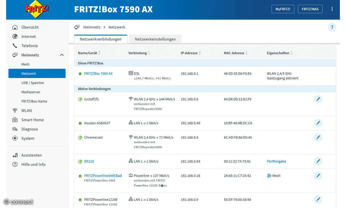 Warnzeichen gehackter Router: Screenshot Fremde Geräte im eigenen WLAN