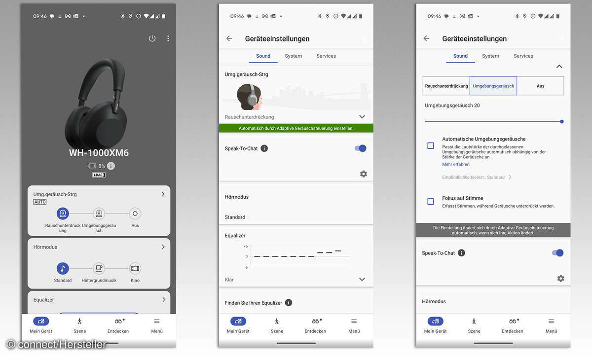 Sony WH-1000XM6 Test Screenshots App Startbildschirm
