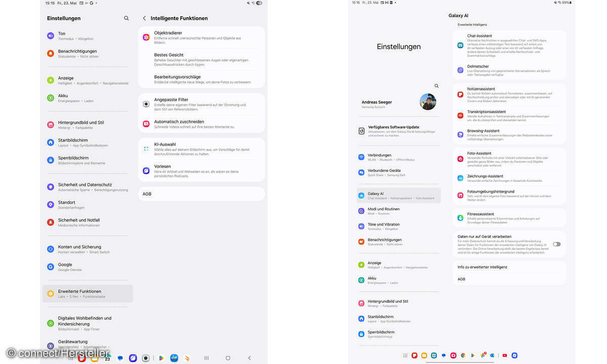 Samsung Galaxy Tab S10 FE Screenshots AI-Vergleich