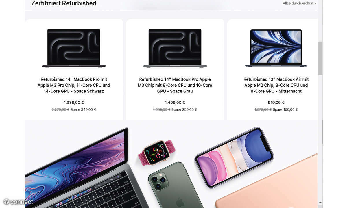 Refurbished-Shops: Screenshot Apple