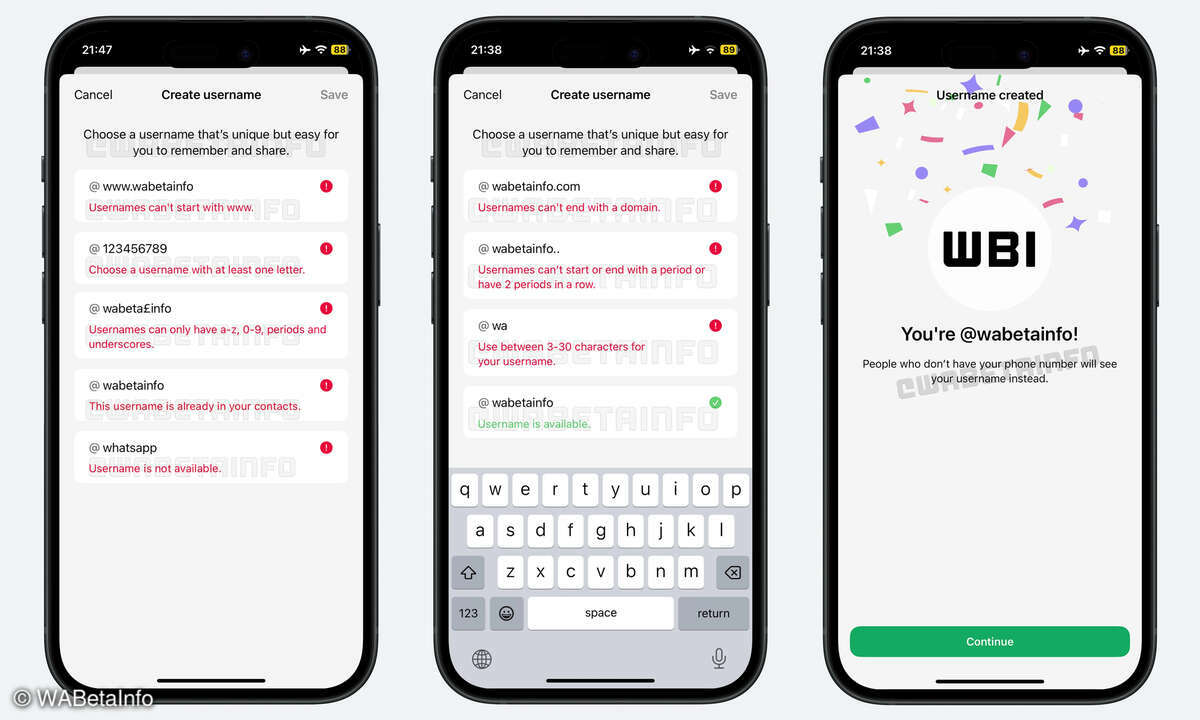 WABetaInfo Screenshot Whatsapp Nutzernamen