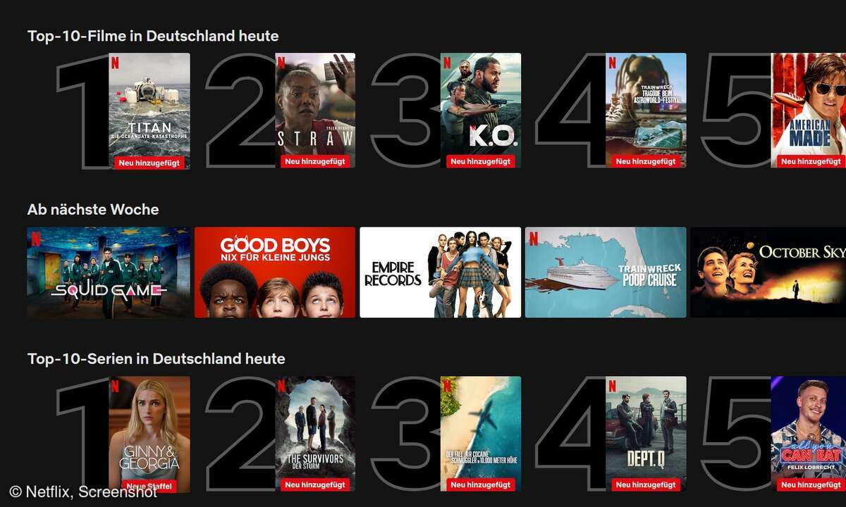 Die aktuellen Top 10 auf Netflix.