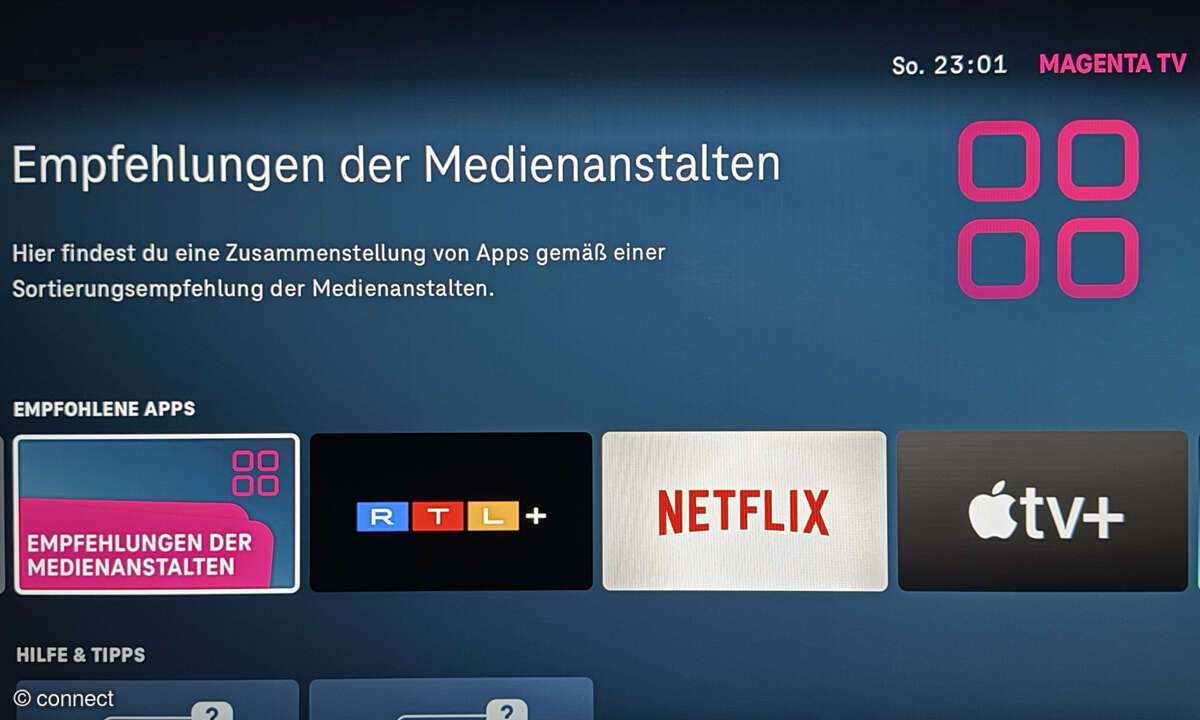 Telekom MagentaTV Smart im Test: Screenshot Apps