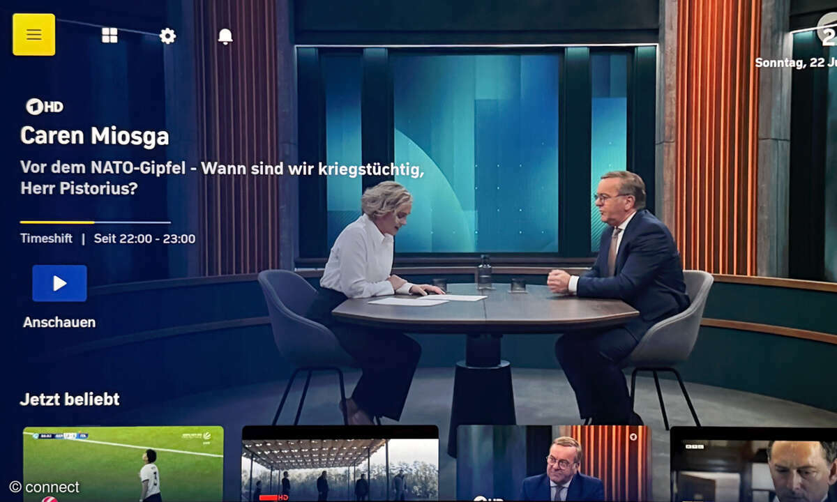 1&1 HD TV im Test: Screenshot Hauptmenü