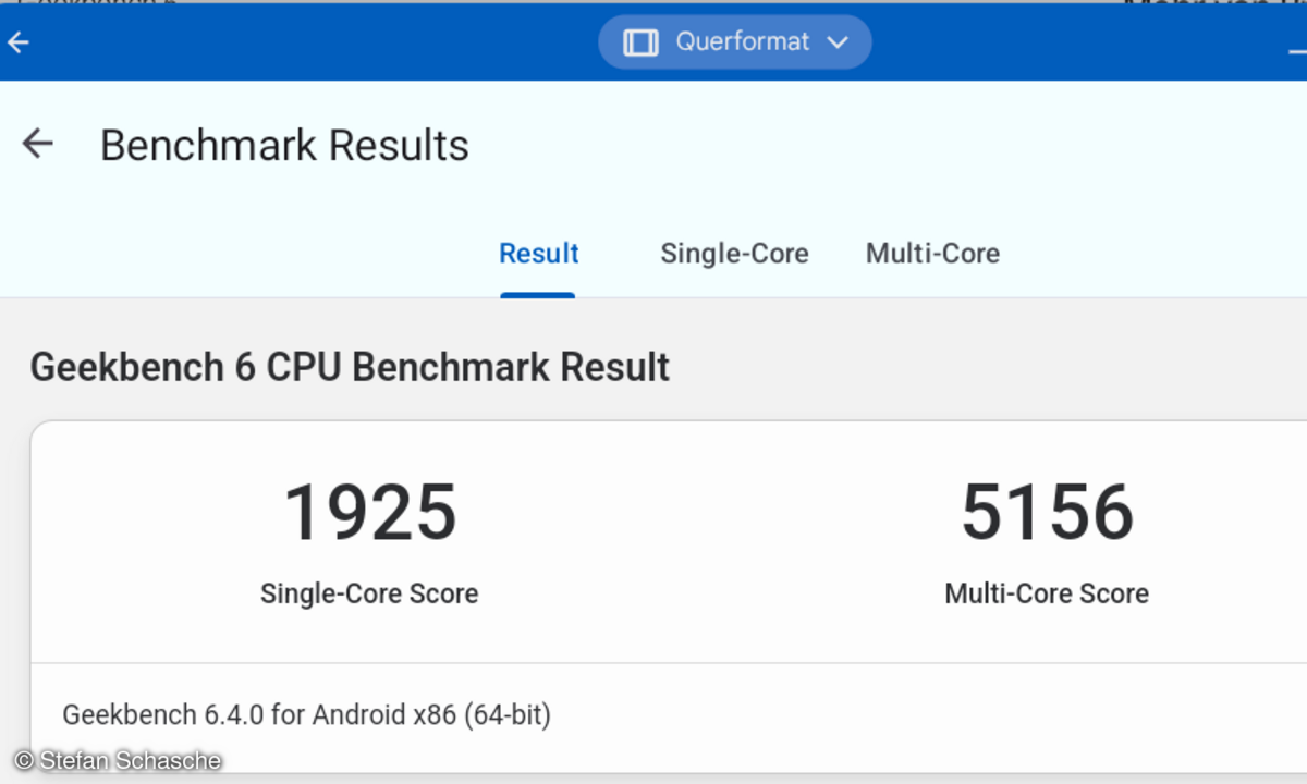 Das Ergebnis des Geekom Benchmarks für das Samsung Galaxy Chromebook überzeugt uns.
