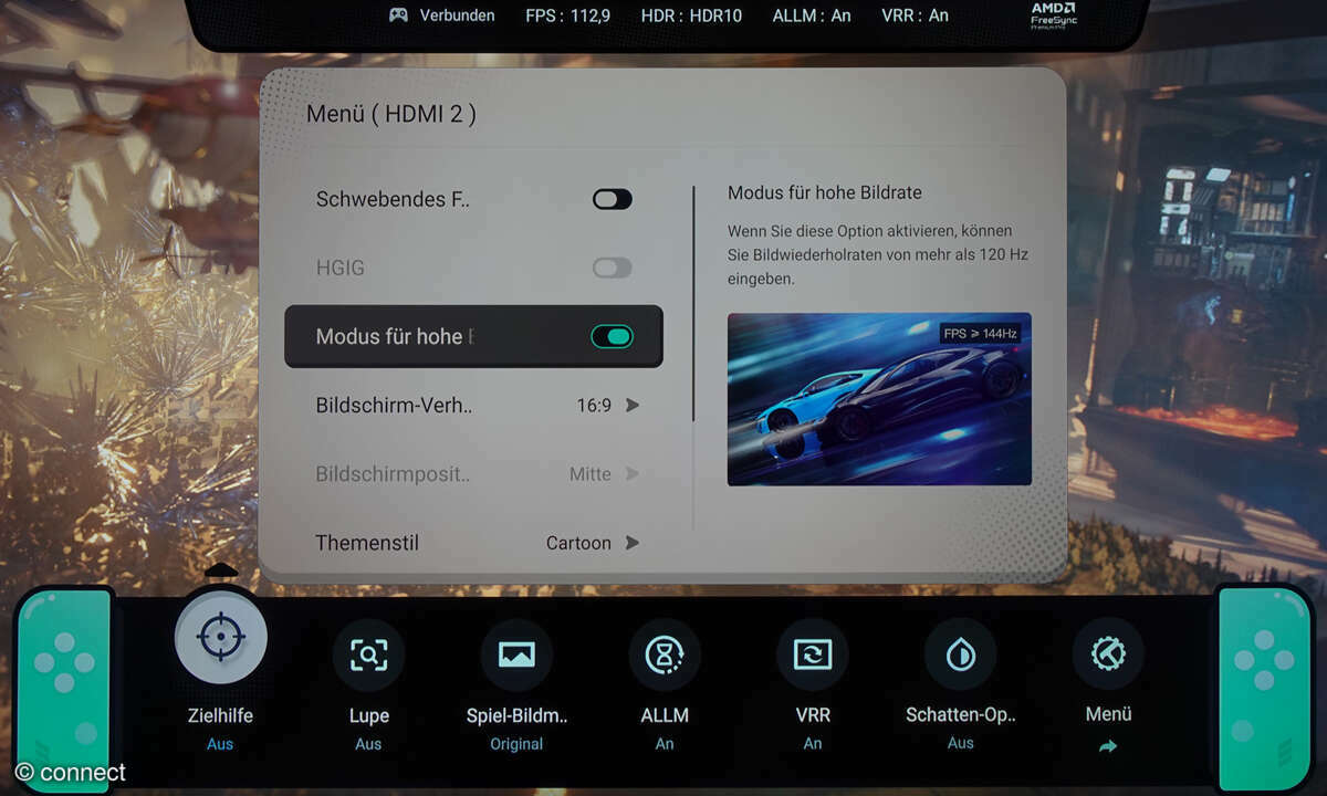 TCL 65C7K im Test: Screenshot Spielmeister