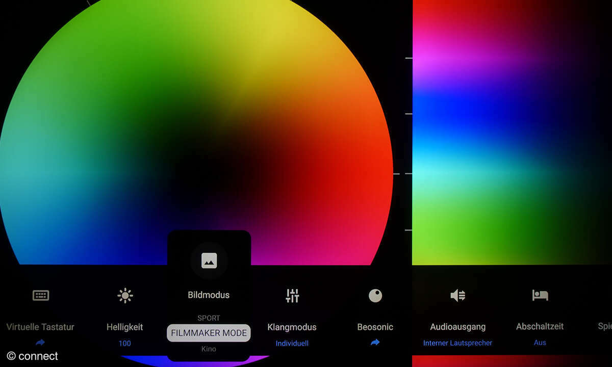 TCL 65C7K im Test: Screenshot Schnelleinstellungen