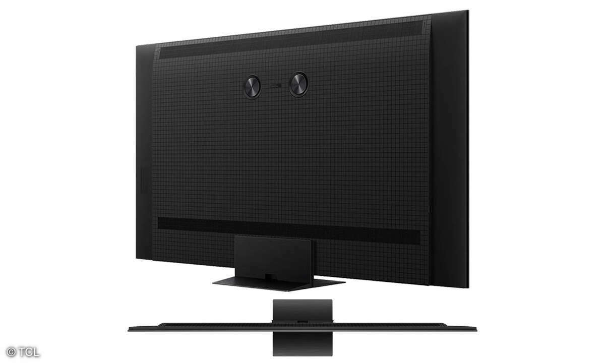 TCL 65C7K im Test: Rückseite und Ansicht von oben