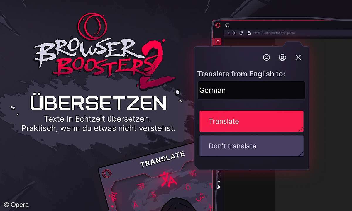 Opera GX Translate in Aktion