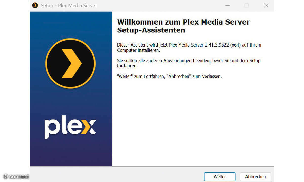 Mediaserver im Heimnetz: Screenshot Plex Installation