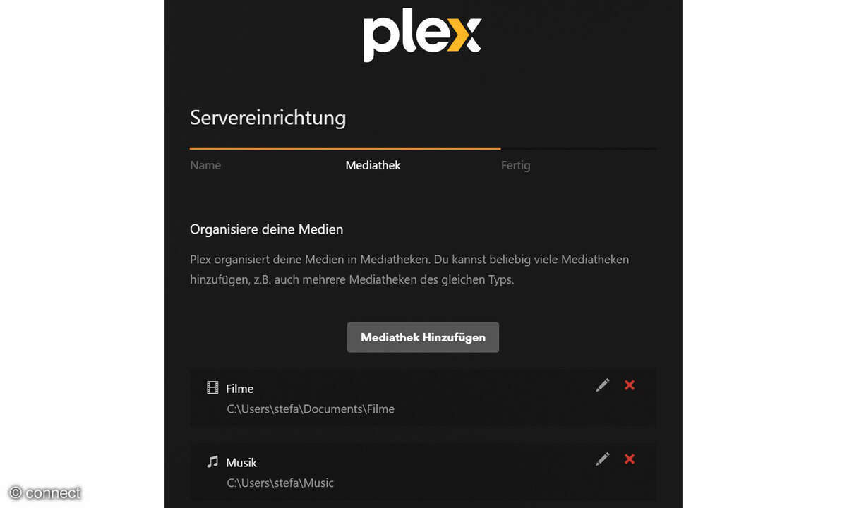 Mediaserver im Heimnetz: Screenshot Mediathek Pfade