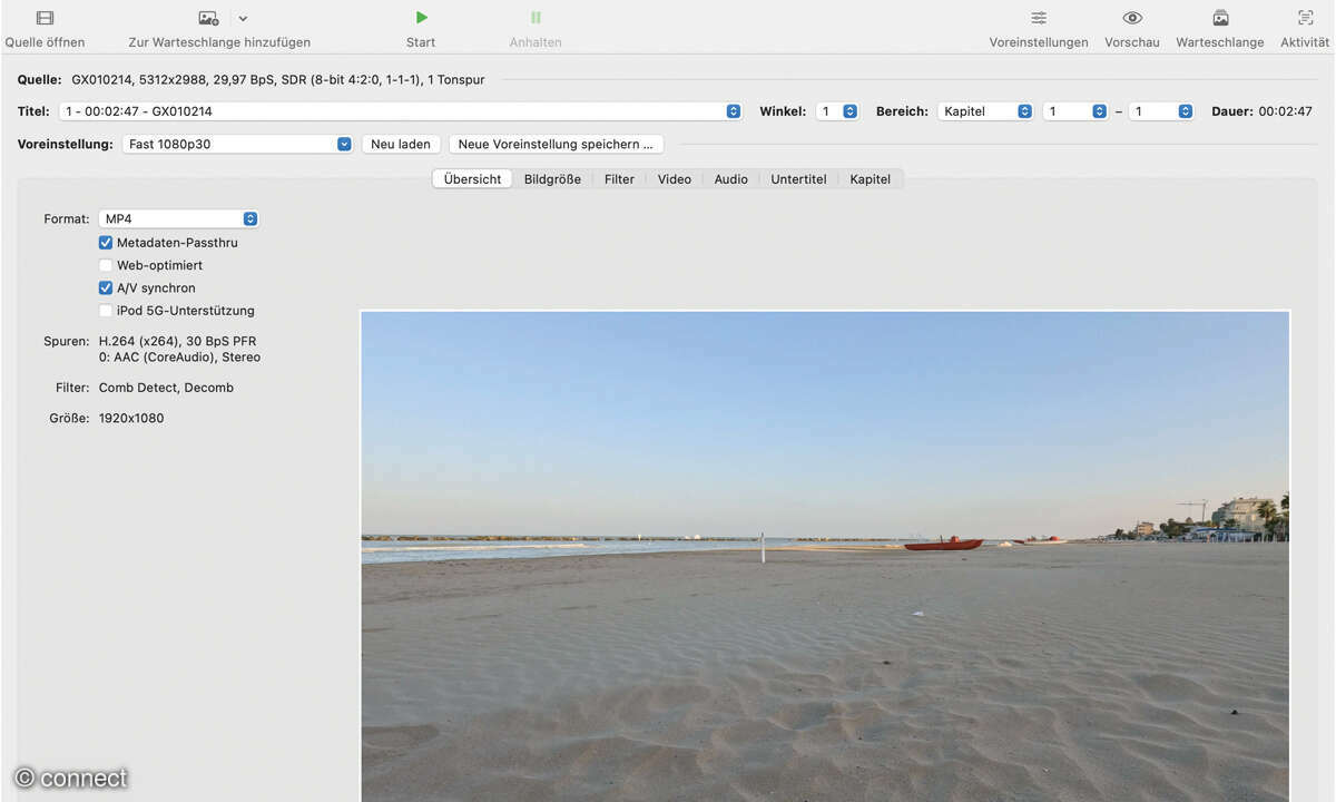 Mediaserver im Heimnetz: Screenshot Handbrake