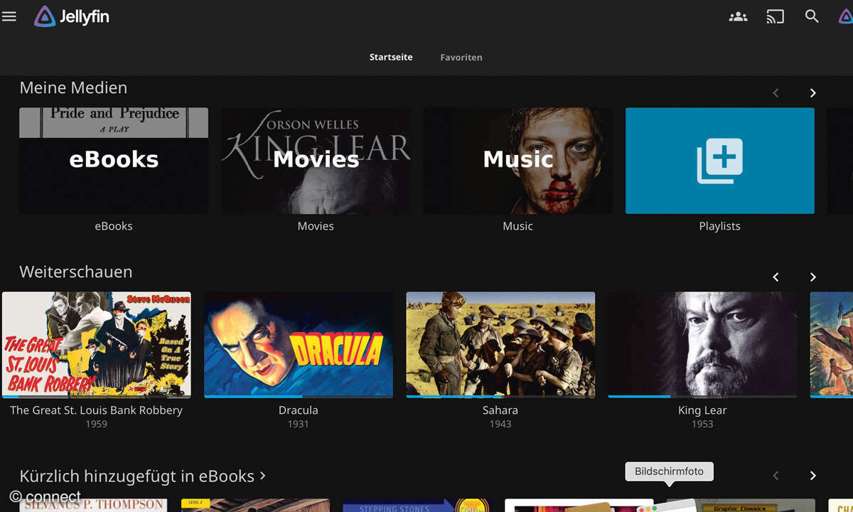 Mediaserver im Heimnetz: Screenshot Jellyfin