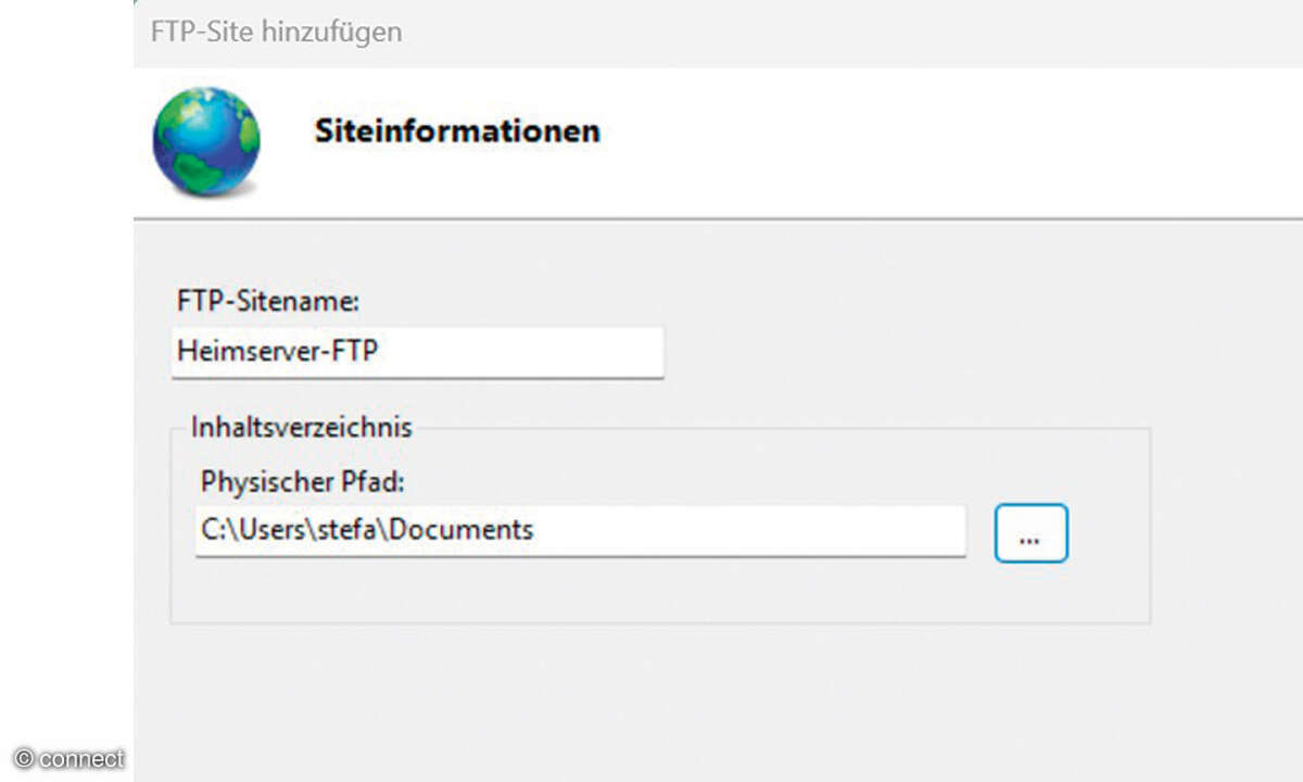 Homeserver Screenshot - FTP-Server Name