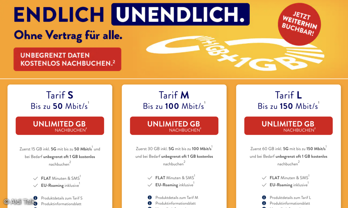 Aldi Talk Unlimited Tarife