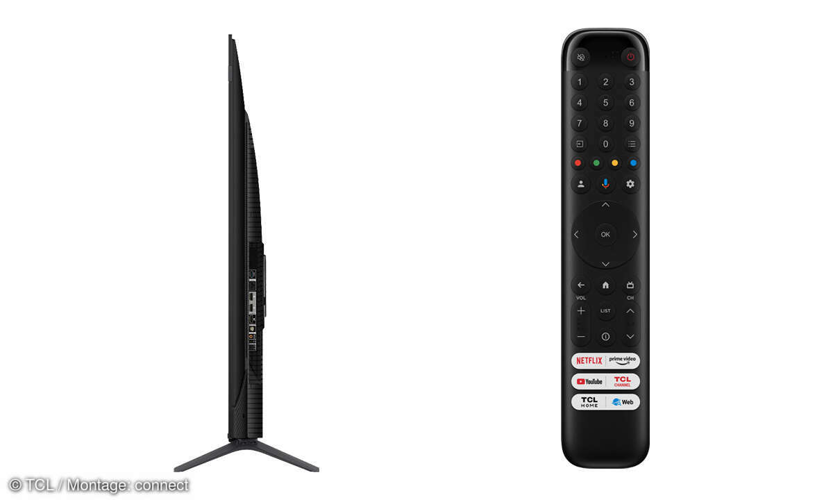 TCL 65C655 im Test: Seitenansicht u Fernbedienung
