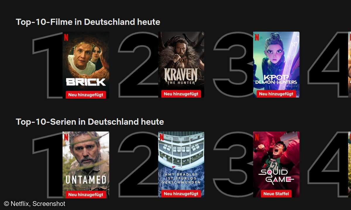 Die aktuellen Top 10 auf Netflix.