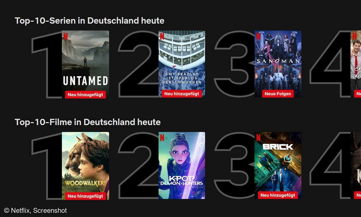 Die aktuellen Top 10 auf Netflix.