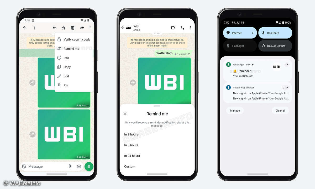 Whatsapp-Screenshot von WABetaInfo zu Erinnerungsfunktion