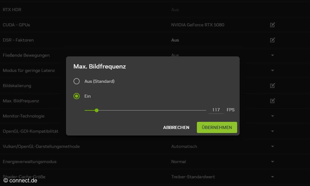 Begrenzen Sie die maximalen fps, damit VSync nicht reingrätscht.