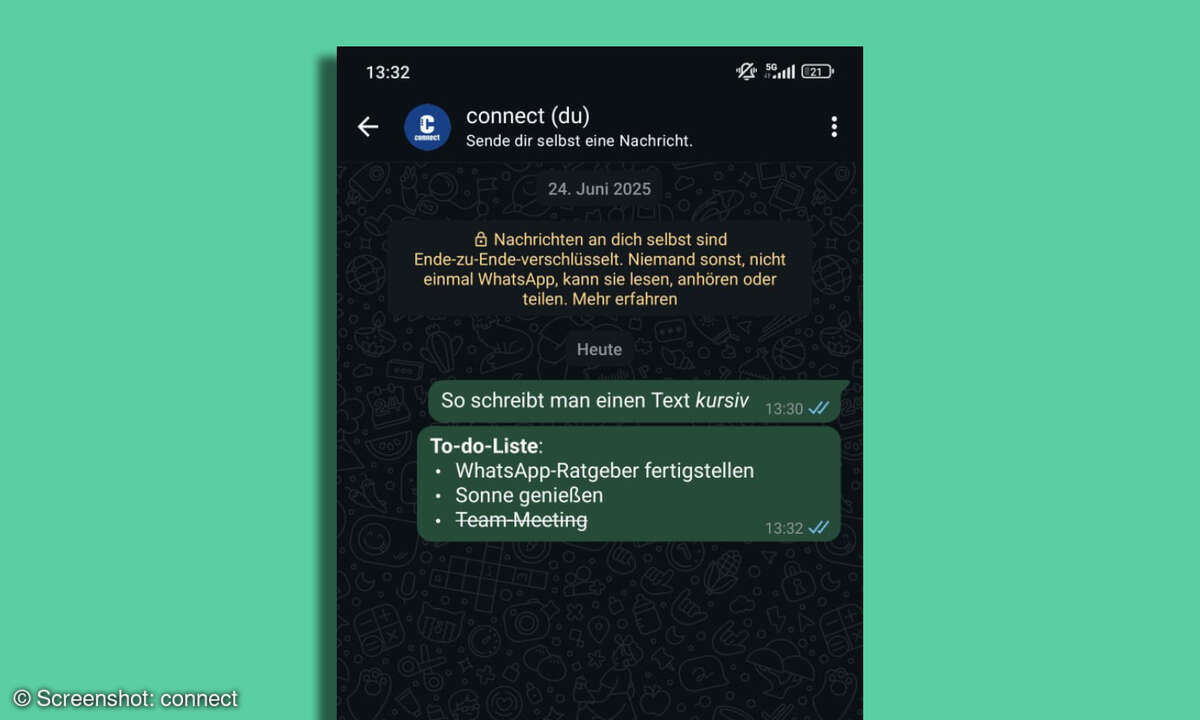 WhatsApp: Selbstgespräch in kursiv