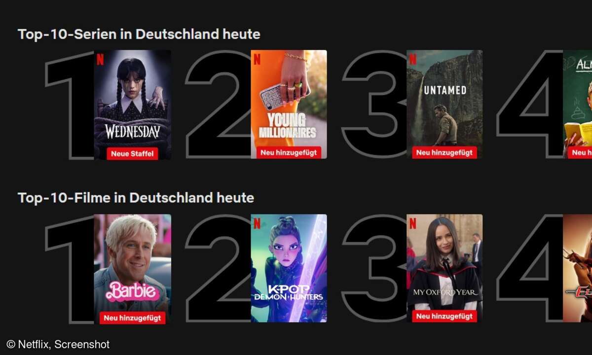 Die aktuellen Top 10 auf Netflix.