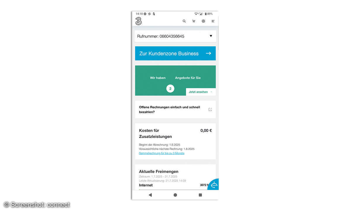 Service-App-Test 2025 Drei Kundenzone 