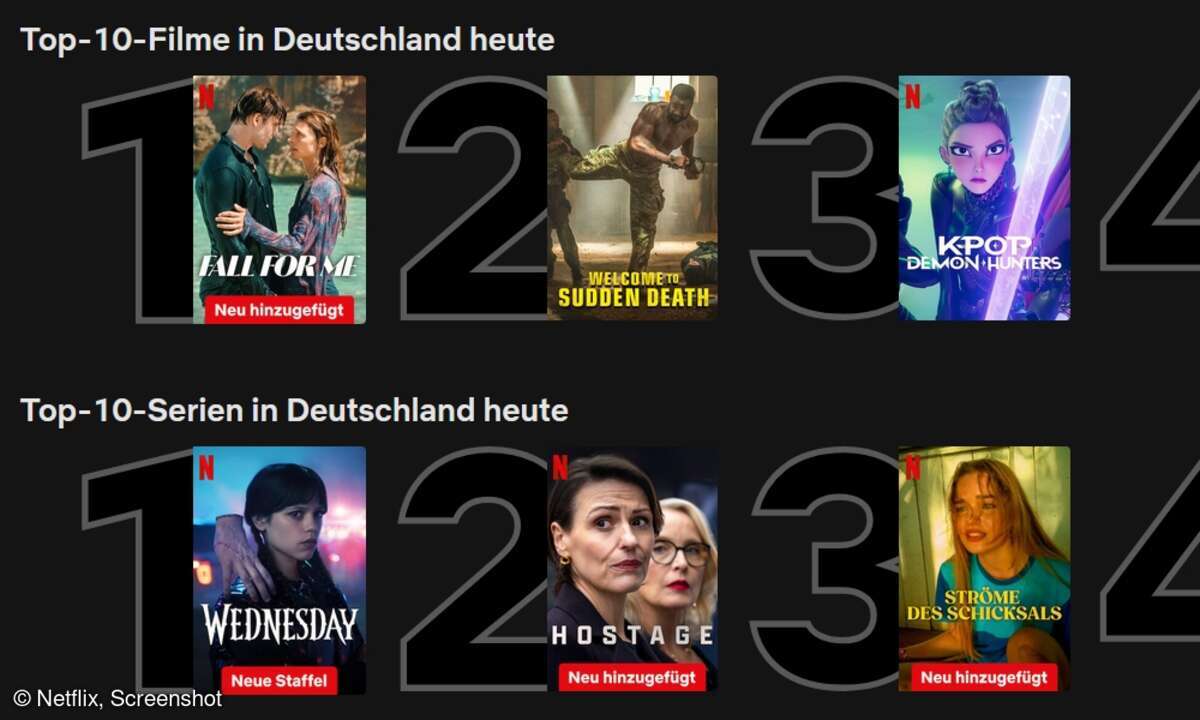Die aktuellen Top 10 auf Netflix.